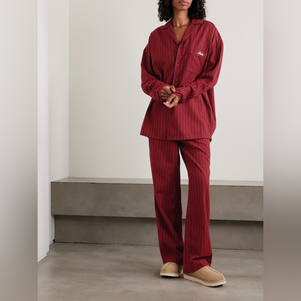 SKIMS Flannel Sleep Set - Merlot Stripe